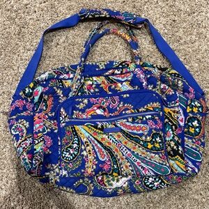 Vera Bradley Royal Blue Quilted Paisley Travel Tote with Multicolor Accents